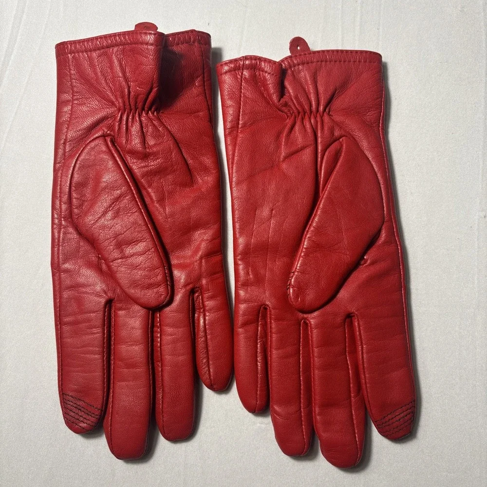 Red Leather Gloves Womens Thinsulate Insulation 40 Gram Lined Merona LG/XLTG